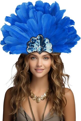 تاج غطاء الرأس الريش مع أعمدة ، وتصميم تاجي ، وتصميم Tiara ، و Showgirl Carnival Costume Compiece in Kuwait