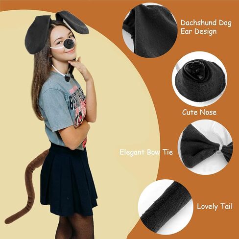 مجموعة أزياء الكلب Dachshund ، أذني الكلب ، عادل ، Tail Tie tise dachshund هدايا ، جرو ، إكسسوارات حفلات الأذنين للنساء للنساء in Kuwait