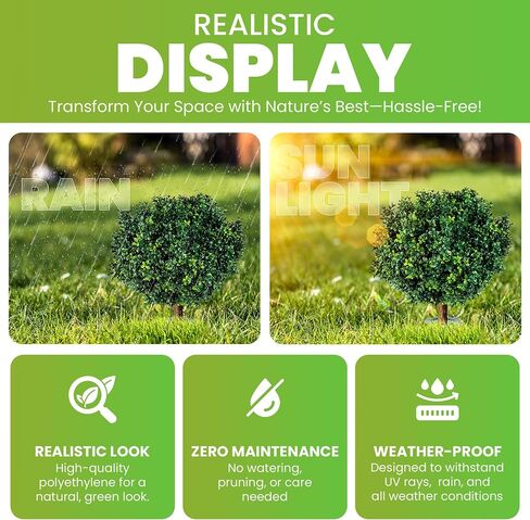 24" Tall 20" Diameter Artificial Plant Topiary Boxwood Ball Trees – UV Resistant Greenery Plants Ball Fake Tree for Home Decor, Backyard, Balcony, Office, Indoor, Outdoor (Tree Storage Bag Included) in Saudi Arabia