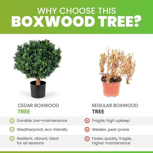 24" Tall 20" Diameter Artificial Plant Topiary Boxwood Ball Trees – UV Resistant Greenery Plants Ball Fake Tree for Home Decor, Backyard, Balcony, Office, Indoor, Outdoor (Tree Storage Bag Included) in Saudi Arabia