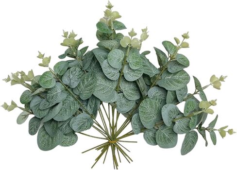 50pcs Eucalyptus Leaves Simulate Green Plants, Wedding Home Office Center Flower Decoration, Vase Flower Arrangement DIY (Silver Dollar Eucalyptus Leaves) in Saudi Arabia