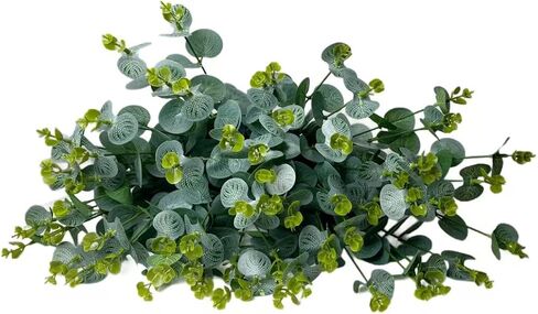 50pcs Eucalyptus Leaves Simulate Green Plants, Wedding Home Office Center Flower Decoration, Vase Flower Arrangement DIY (Silver Dollar Eucalyptus Leaves) in Saudi Arabia