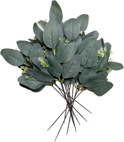 50pcs Eucalyptus Leaves Simulate Green Plants, Wedding Home Office Center Flower Decoration, Vase Flower Arrangement DIY (Silver Dollar Eucalyptus Leaves) in Kuwait