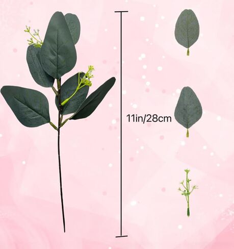 50pcs Eucalyptus Leaves Simulate Green Plants, Wedding Home Office Center Flower Decoration, Vase Flower Arrangement DIY (Silver Dollar Eucalyptus Leaves) in Kuwait