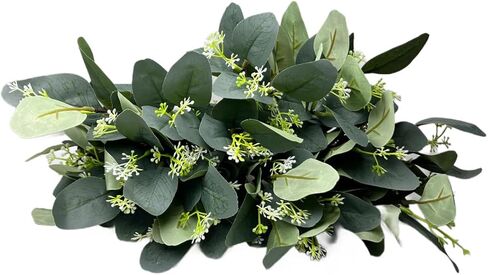 50pcs Eucalyptus Leaves Simulate Green Plants, Wedding Home Office Center Flower Decoration, Vase Flower Arrangement DIY (Silver Dollar Eucalyptus Leaves) in Kuwait