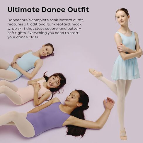 Tank Leotard Outfit with Leotard, Skirt, Tights for Toddlers/Little Girls/Young Girls in Kuwait