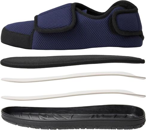 Men Adjustable Velcro Slippers Breathable Adjust Closure Diabetic Walking Shoes for Men Extra Wide Width for Swollen Feet All Season Wear Black DarkBlue US8-US13 in Kuwait