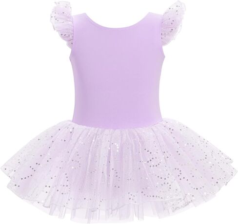 AFAVOM Ballet Leotard for Girls Toddler Sparkle Sequin Ballet Dance Dress Cutout Backless Bowknot Ballerina Dancewear Costume in Saudi Arabia
