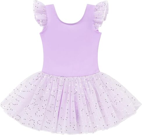 AFAVOM Ballet Leotard for Girls Toddler Sparkle Sequin Ballet Dance Dress Cutout Backless Bowknot Ballerina Dancewear Costume in Saudi Arabia