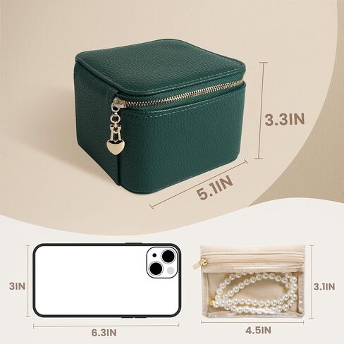 Travel Jewelry Organizer, Jewelry Travle Case with 6 Velvet Jewelry Bags, Portable Travel Jewelry Storage Box, Valentines Gifts for Women (Beige) in Saudi Arabia