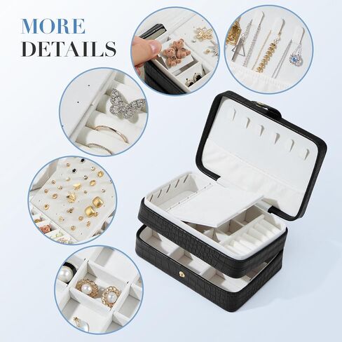 Jewelry Box for Women and Girls, PU Leather Made Jewelry Organizer, 3 Layers Jewelry Storage for Rings, Earings, Necklaces, Bracelets, Valentines Day Gifts (Green+Small) in Saudi Arabia