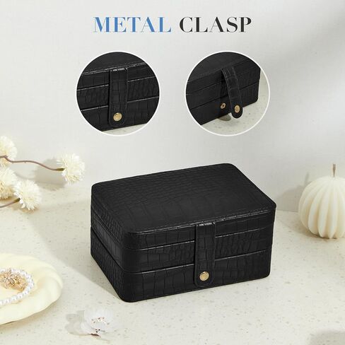 Jewelry Box for Women and Girls, PU Leather Made Jewelry Organizer, 3 Layers Jewelry Storage for Rings, Earings, Necklaces, Bracelets, Valentines Day Gifts (Green+Small) in Saudi Arabia
