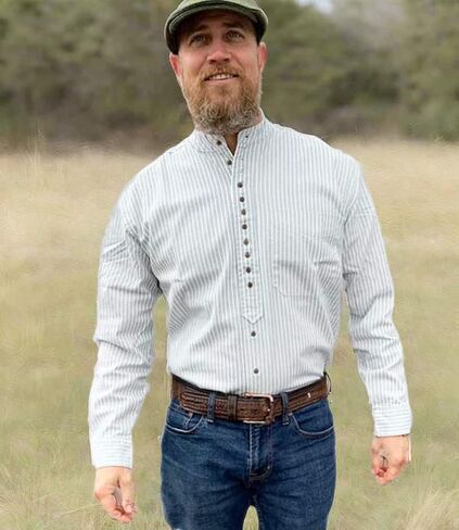 Traditional Irish Grandfather Shirt, Button-Down, 100% Cotton, Banded Collar, Chest Pocket, Shirt-Tail Hem in Saudi Arabia