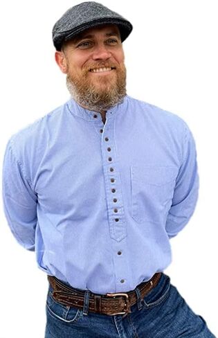 Traditional Irish Grandfather Shirt, Button-Down, 100% Cotton, Banded Collar, Chest Pocket, Shirt-Tail Hem in Saudi Arabia