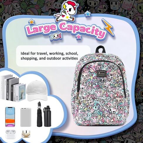 Tokidoki Backpack with Unicorno Keychain Travel Backpack for Women Casual Daypack for Work Weekender Business (multicolor) in Saudi Arabia