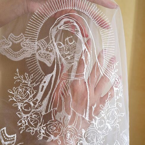 Church Veil - Our Lady Embroidered Lace Triangle Headscarf Floral Church Veil Latin Mass Scarf in Saudi Arabia