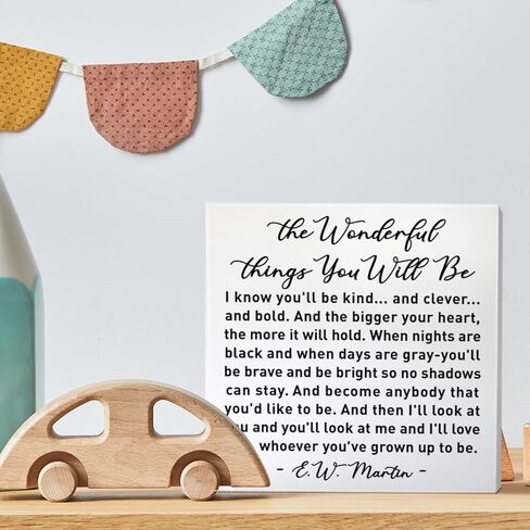 Nursery Religious Desk Decor Wooden Sign, Nursery Christian Bible Verse Decoration for Playroom Toddler Baby Room Kid's Bedroom Scripture Decor, Nursery Gift for Baby Boy Girl Newborn Kids in Kuwait