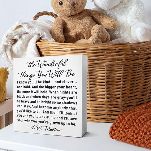 Nursery Religious Desk Decor Wooden Sign, Nursery Christian Bible Verse Decoration for Playroom Toddler Baby Room Kid's Bedroom Scripture Decor, Nursery Gift for Baby Boy Girl Newborn Kids in Kuwait