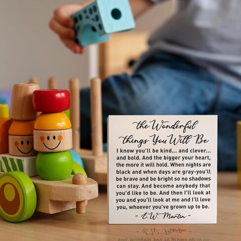 Nursery Religious Desk Decor Wooden Sign, Nursery Christian Bible Verse Decoration for Playroom Toddler Baby Room Kid's Bedroom Scripture Decor, Nursery Gift for Baby Boy Girl Newborn Kids in Kuwait