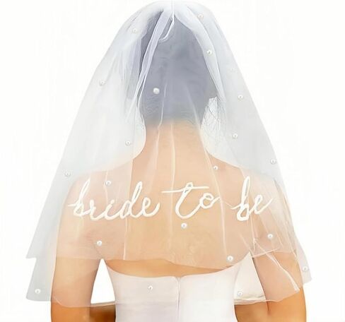 Bridal Veil with Pearls, 2-Tier Short Wedding Veil, Bride to Be Gifts, Bachelorette Party, Bridal Headpieces in Saudi Arabia