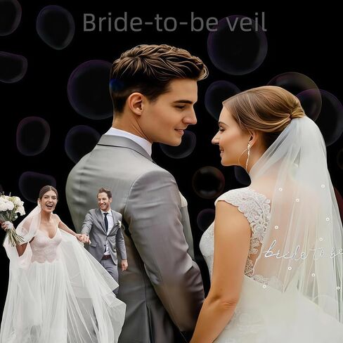 Bridal Veil with Pearls, 2-Tier Short Wedding Veil, Bride to Be Gifts, Bachelorette Party, Bridal Headpieces in Saudi Arabia