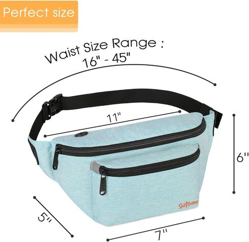 حقيبة فاني للرجال والنساء - حقيبة خصر - حقيبة حزام خفيفة الوزن للسفر والرياضة والمشي لمسافات طويلة in Kuwait