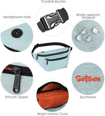 حقيبة فاني للرجال والنساء - حقيبة خصر - حقيبة حزام خفيفة الوزن للسفر والرياضة والمشي لمسافات طويلة in Kuwait