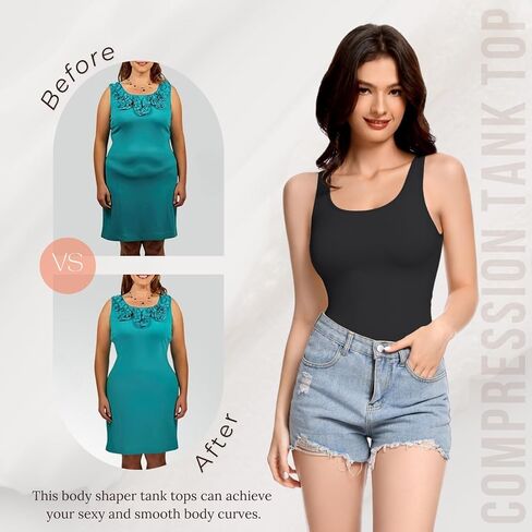 Shapewear Tank Tops for Women Compression Tank Top Tummy Control Seamless Slimming Camisole Cami in Saudi Arabia