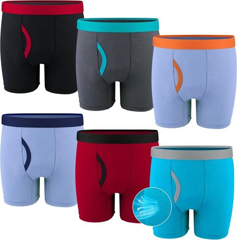 6 Pack Boys Mesh Mesh Boxer Brief - تنفس ملابس داخلية رطوبة ناعمة. in Kuwait