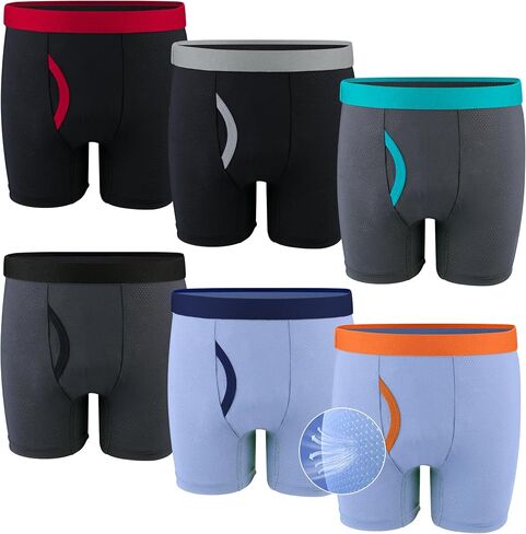 6 Pack Boys Mesh Mesh Boxer Brief - تنفس ملابس داخلية رطوبة ناعمة. in Kuwait