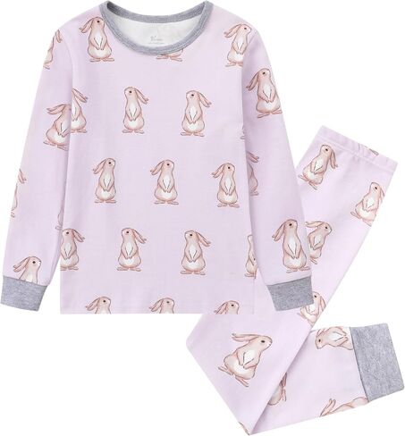 Organic Cotton Boys Girls Pajama Set, 2-Piece Kids Long Sleeve Top and Pants Pajamas, Toddler Snug Fit Sleepwear Set in Saudi Arabia
