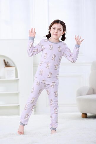 Organic Cotton Boys Girls Pajama Set, 2-Piece Kids Long Sleeve Top and Pants Pajamas, Toddler Snug Fit Sleepwear Set in Saudi Arabia