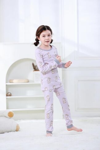 Organic Cotton Boys Girls Pajama Set, 2-Piece Kids Long Sleeve Top and Pants Pajamas, Toddler Snug Fit Sleepwear Set in Saudi Arabia