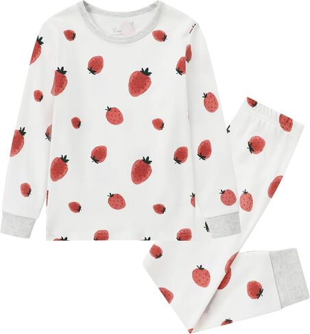 Organic Cotton Boys Girls Pajama Set, 2-Piece Kids Long Sleeve Top and Pants Pajamas, Toddler Snug Fit Sleepwear Set in Saudi Arabia