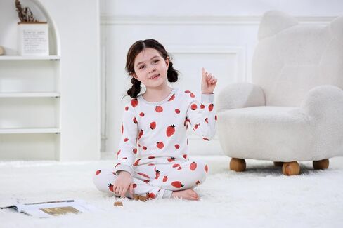 Organic Cotton Boys Girls Pajama Set, 2-Piece Kids Long Sleeve Top and Pants Pajamas, Toddler Snug Fit Sleepwear Set in Saudi Arabia