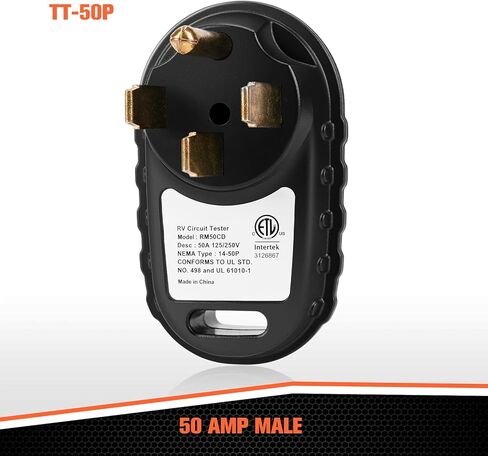 Welluck 50 AMP RV Circuit Analyzer ، 50a 125v/250V tester tester مع LED مؤشر LID 14-50p 50 amp slabe for campers ، Travel Trailers (ETL Certified) in Kuwait