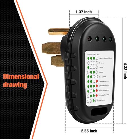 Welluck 50 AMP RV Circuit Analyzer ، 50a 125v/250V tester tester مع LED مؤشر LID 14-50p 50 amp slabe for campers ، Travel Trailers (ETL Certified) in Kuwait