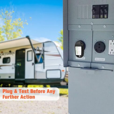 Welluck 50 AMP RV Circuit Analyzer ، 50a 125v/250V tester tester مع LED مؤشر LID 14-50p 50 amp slabe for campers ، Travel Trailers (ETL Certified) in Kuwait