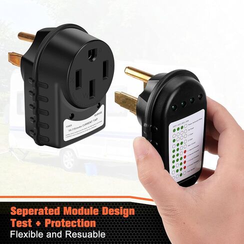 Welluck 50 AMP RV Circuit Analyzer ، 50a 125v/250V tester tester مع LED مؤشر LID 14-50p 50 amp slabe for campers ، Travel Trailers (ETL Certified) in Kuwait