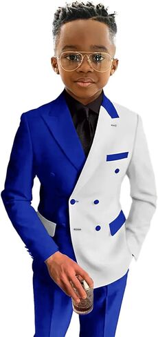Boys Suit 2 Pieces Slim Fit Suits Set Double Breasted Casual Suits Wedding Party Blazer Pants Tuxedos 3-16 Years in Saudi Arabia