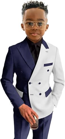 Boys Suit 2 Pieces Slim Fit Suits Set Double Breasted Casual Suits Wedding Party Blazer Pants Tuxedos 3-16 Years in Saudi Arabia