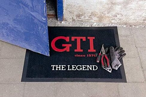 BRISA VW Collection - Volkswagen Foot Mat Doormat Rug Shoe Dirt Trapper with Beetle, T1, T2, T3 Bus, GTI Motif (T3 Bus/Red) in Saudi Arabia