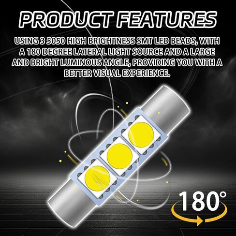 10PCS Car Visor Light 28MM Car Roof Lights LED Reading Light Bulb, 12V Super Bright Sun Visor Vanity Mirror Lights, Car Interior Led Lights Automotive Replacement Lighting Products(White) in Saudi Arabia