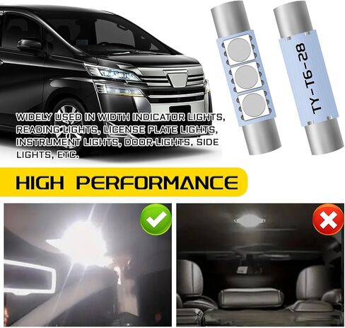 10PCS Car Visor Light 28MM Car Roof Lights LED Reading Light Bulb, 12V Super Bright Sun Visor Vanity Mirror Lights, Car Interior Led Lights Automotive Replacement Lighting Products(White) in Saudi Arabia