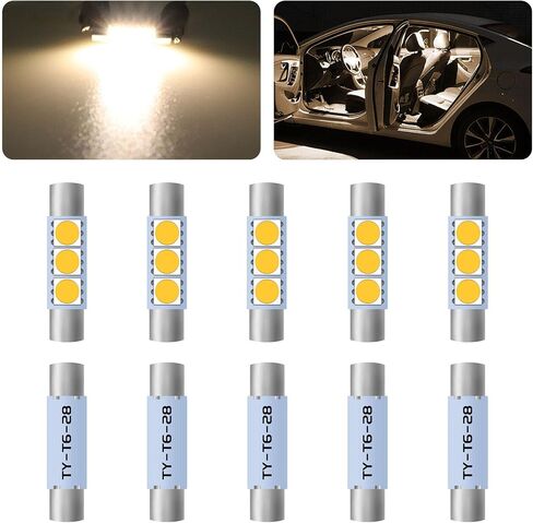 10PCS Car Visor Light 28MM Car Roof Lights LED Reading Light Bulb, 12V Super Bright Sun Visor Vanity Mirror Lights, Car Interior Led Lights Automotive Replacement Lighting Products(White) in Saudi Arabia