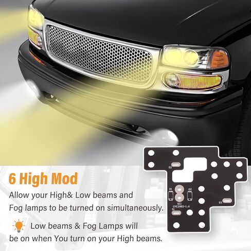 6 تعديل مرتفع ، متوافق مع 2003-2007 Chevy Silverado GMC Sierra 1500/2500/3500 وحدة الضوء ، الضوء لأضواء الضباب وعوارض منخفضة وعوارض عالية في وقت واحد in Kuwait