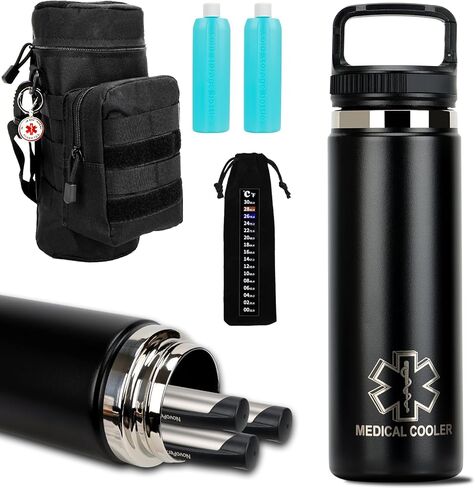 Insulin Cooler Travel Case TSA Approved, 60H 7 Pens Medication Travel Case with 2 Biogel Ice Pack for Insulin Pens and Diabetic Supplies Storage, Compact for Daily Life and Trips in Saudi Arabia