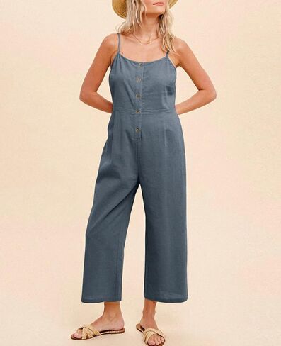 HOTIAN Womens Linen Cotton Overalls Straps Jumpsuits Casual Loose Jumpers 2025 Baggy Rompers in Kuwait