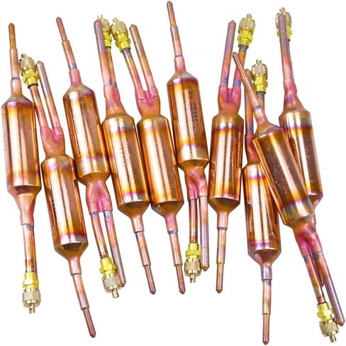 10 Pack Filter Dryer Refrigerant Liquid LINE with Charging Valve 1/4 * 1/4 25 Grams for universal refrigeration and air conditioner in Kuwait