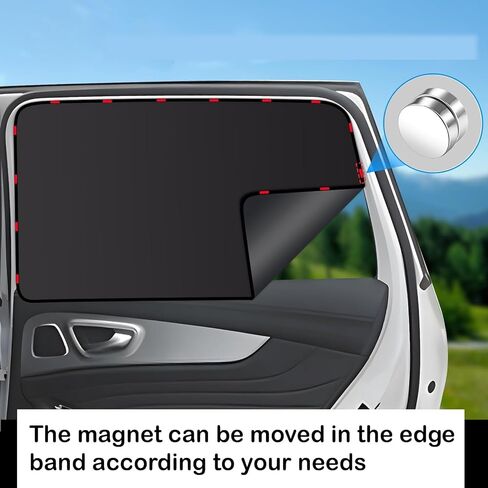 4PCS Car Side Window Sun Shades with Magnetic, 100% Blackout UV Protection Privacy Curtains, Car Window Shade Covers for Baby, Universal Auto Accessories Fits for Camping, Travel, Napping in Kuwait
